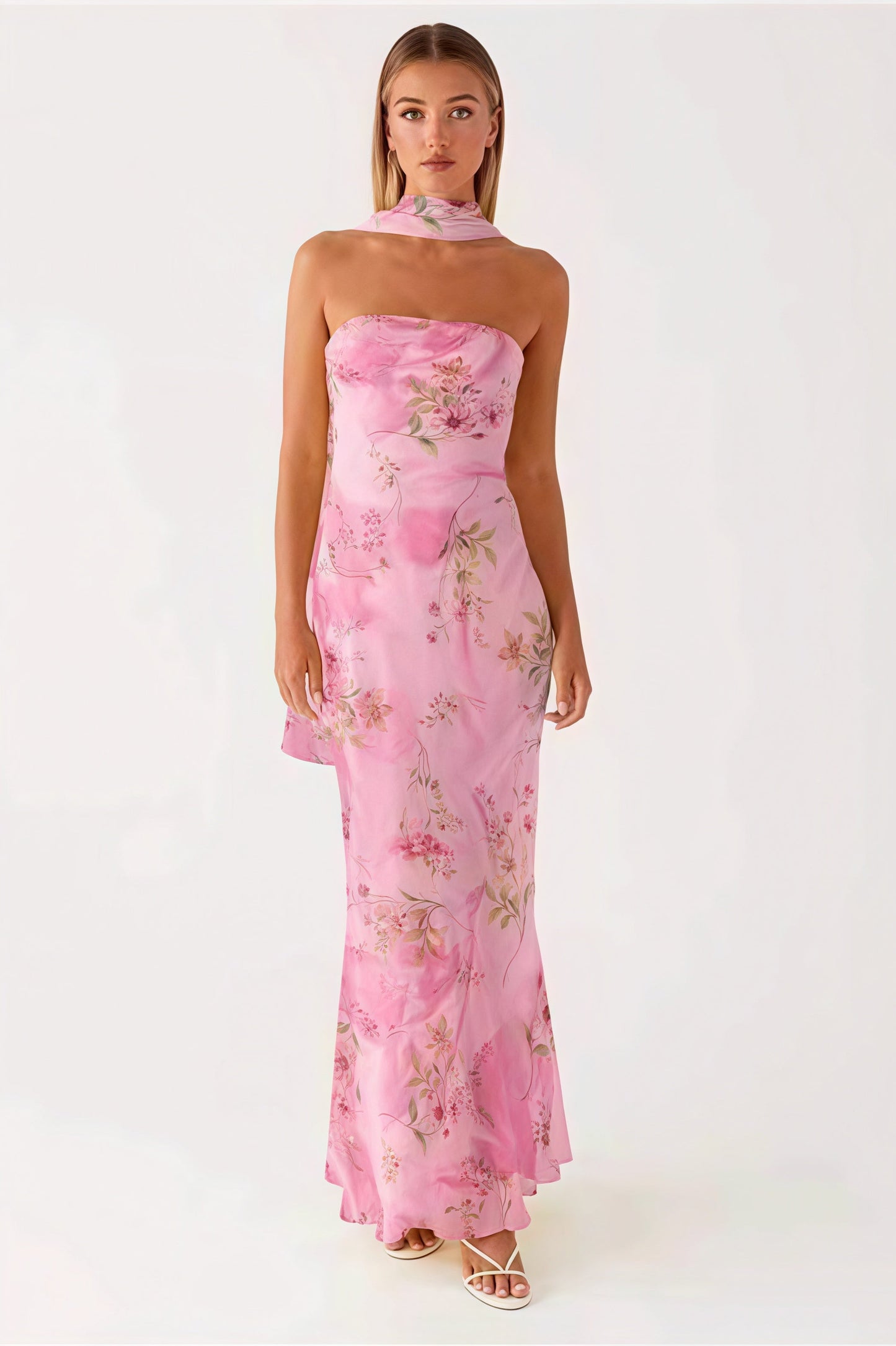 Floral Tie Fishtail Vacation Maxi Dress