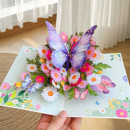 ü¶ã Vibrant 3D  Butterfly & Daisy Pop-Up Greeting Card