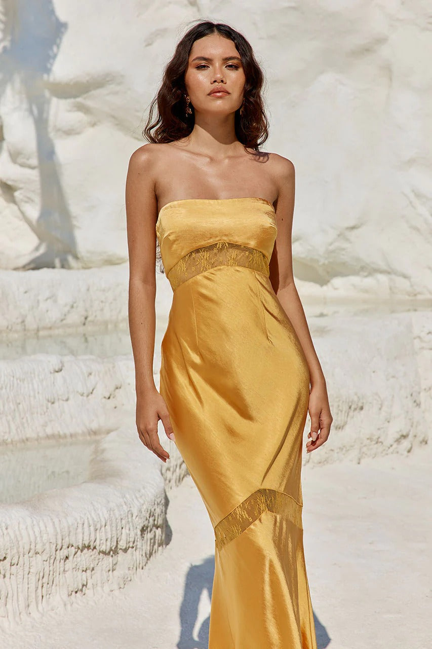 Melrose Strapless Dress - Orange