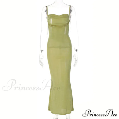 Draped Sleeveless Spaghetti Strap Summer Midi Dress