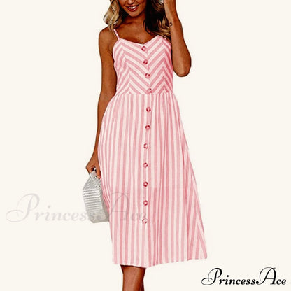 Polka Dot Striped Backless Midi Dress