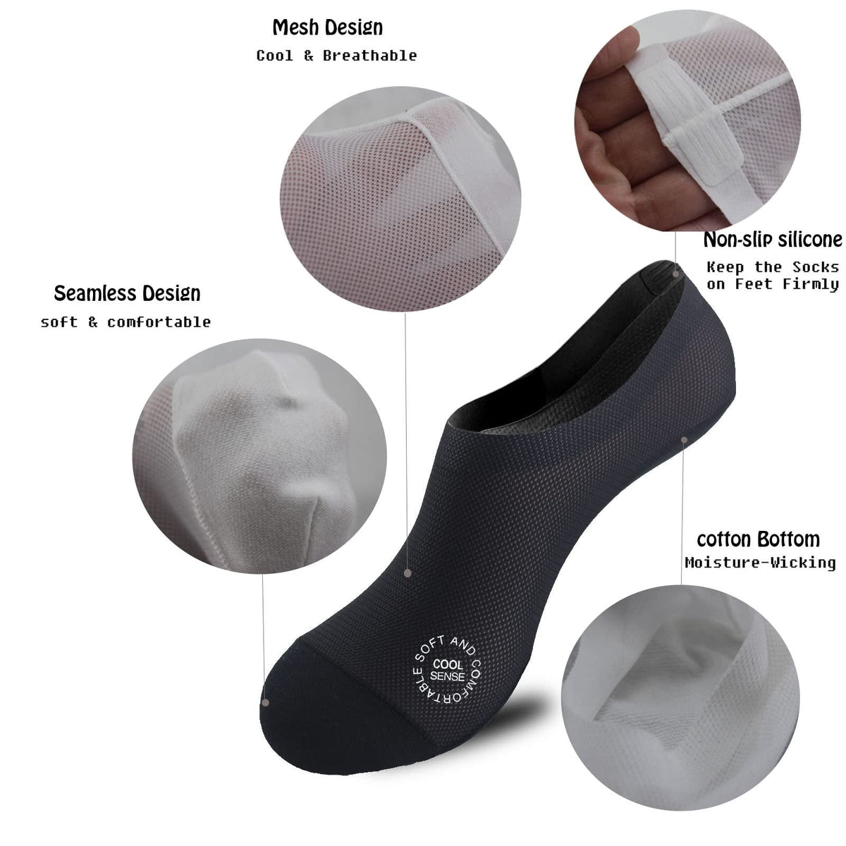 üß¶3-Pair Invisible Grip Socks Pack üß¶Breathable | Low-Cut | Anti-Slip | Sweat-Absorbing