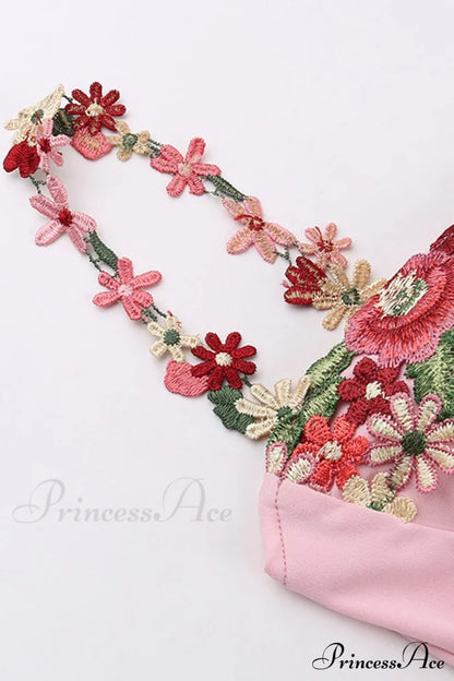 Embroidered Floral Strappy Dress