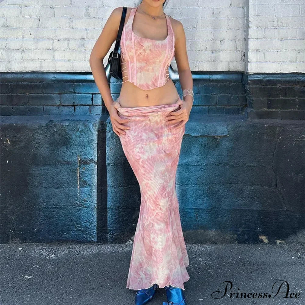 Fashion Print Two Set Maxi Dress