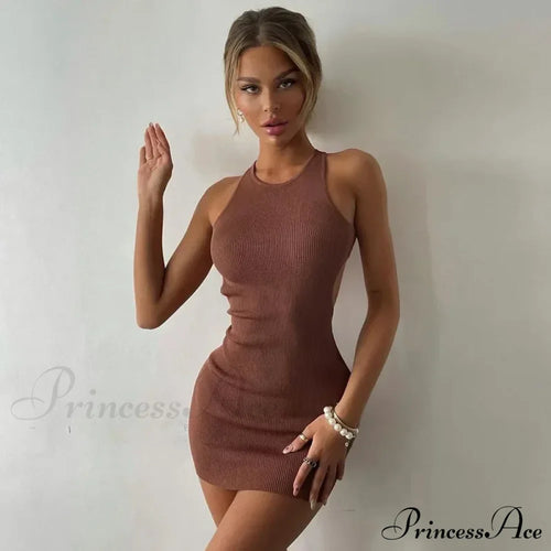 Fashion Ribbed Knitted Bandage Mini Dress