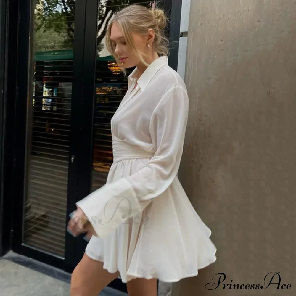 Single Breasted Pleated Sheer Mini Dress