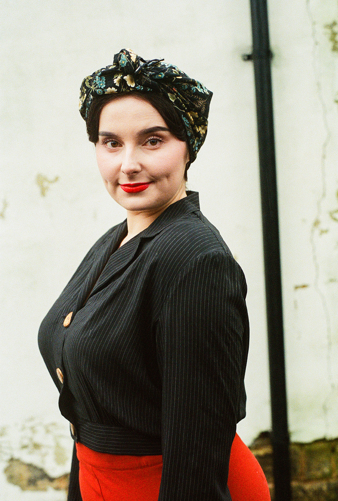 1930s Amelia Blouse - Black Pinstripe