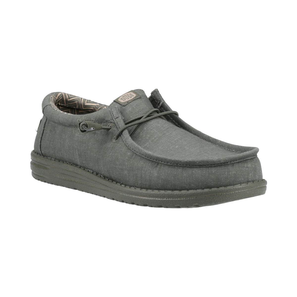 HEYDUDE Wally Stretch Canvas Mens Shoes - Deep Green