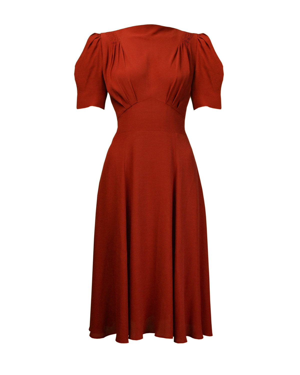 1940s 'Girl Friday' Tea Dress - Rust