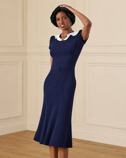 1930s Ginger Dress - Navy