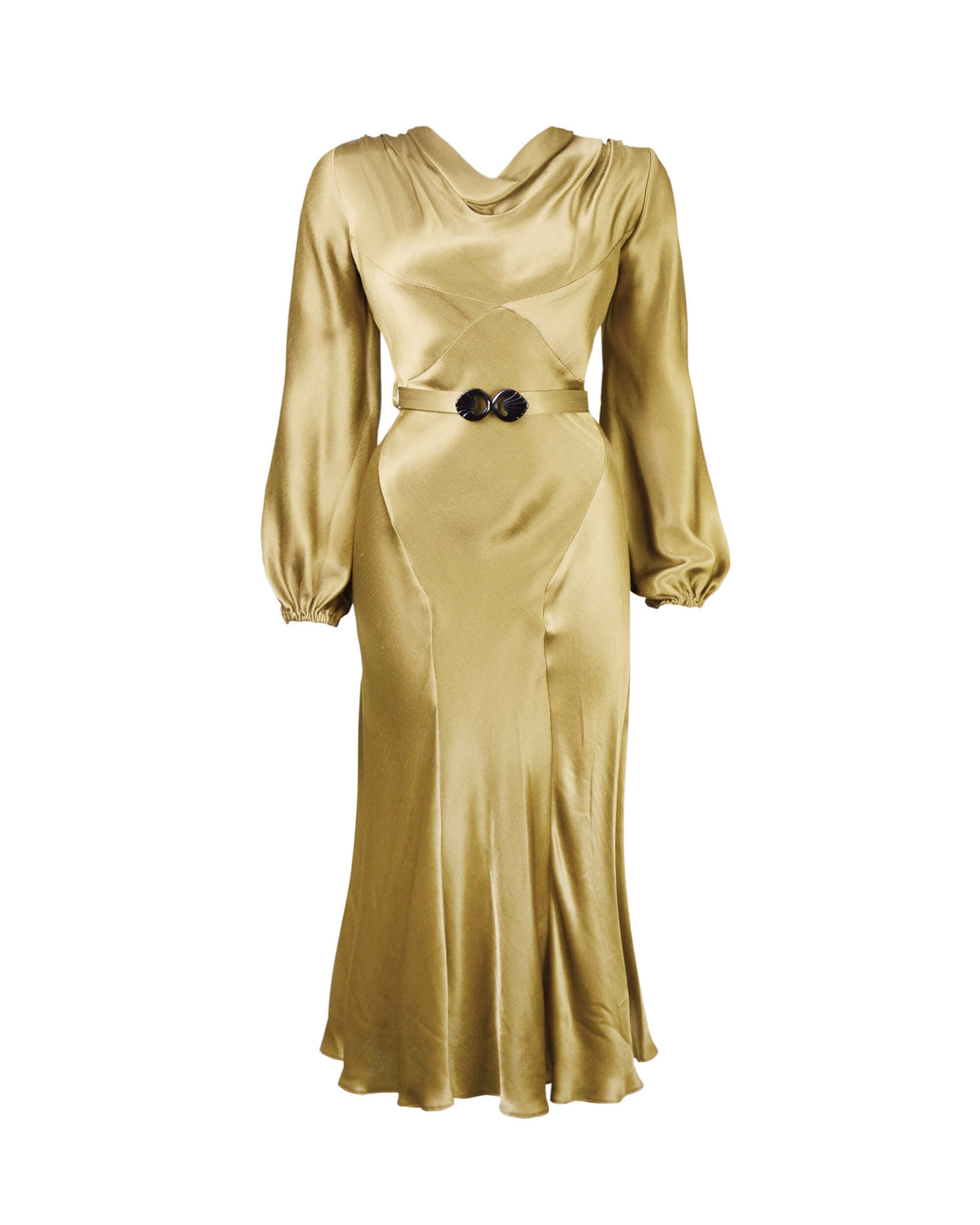 1930s Joanie Bias Cut Dress - Gold Satin