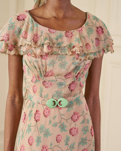 1930s Cissy Dress - Hydrangea Georgette