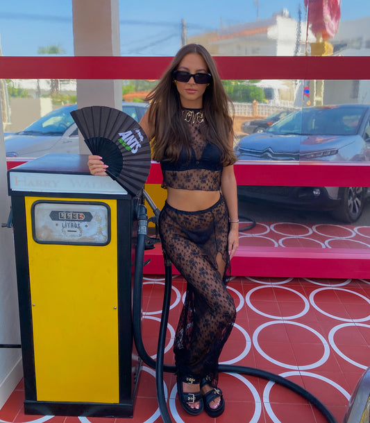 Lace Maxi Skirt Co-Ord | Black