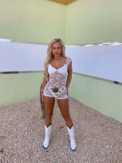 Lace Playsuit | White