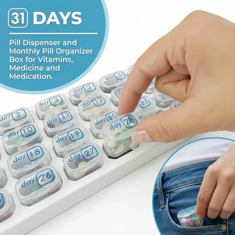 üí™31-Day Detachable Monthly Pill Organizer
