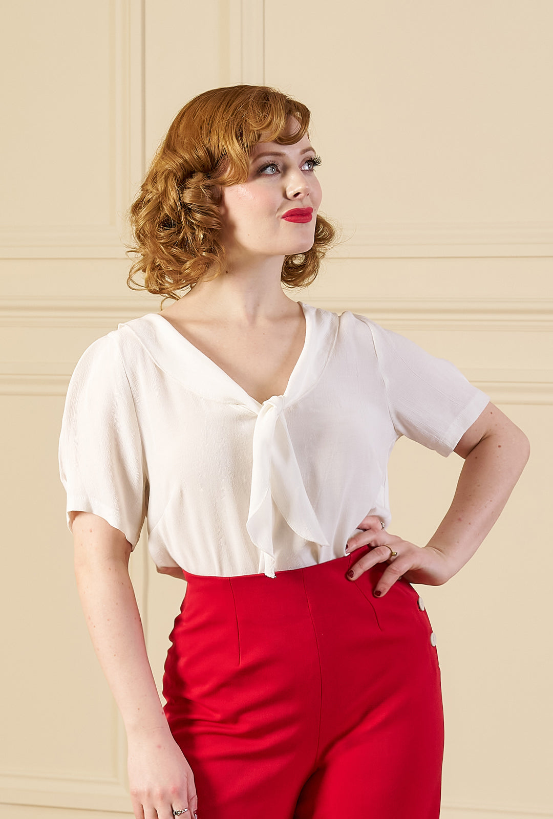 1930s Shawl Blouse - Ivory