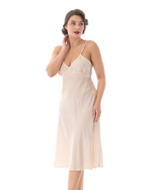 1930s Luxe Bias Cut Slip - Warm Ivory Silk Blend