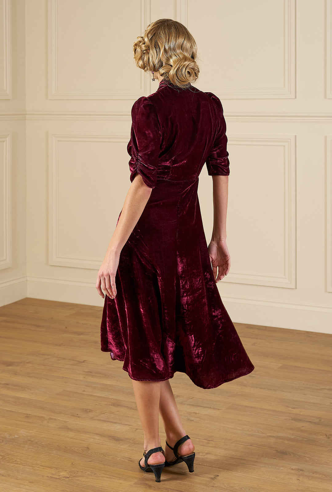 1930s Ivy Velvet Dress - Dusky Rose