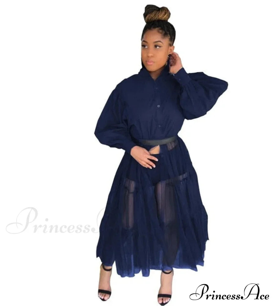 Ladies Long Solid Color Casual Dress