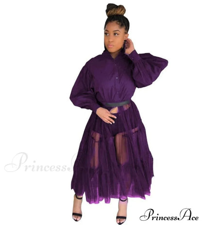Ladies Long Solid Color Casual Dress