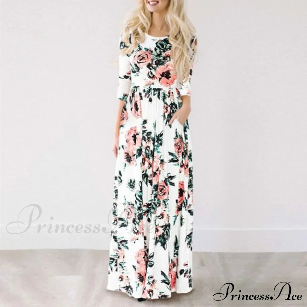Ladies White Maxi Evening Party Dress