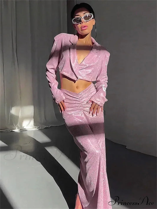 Long Sleeve Cropped Maxi Dress