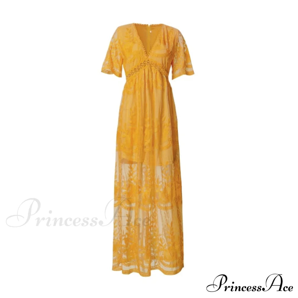 Loose Embroidery White Lace long Tunic Beach Dress