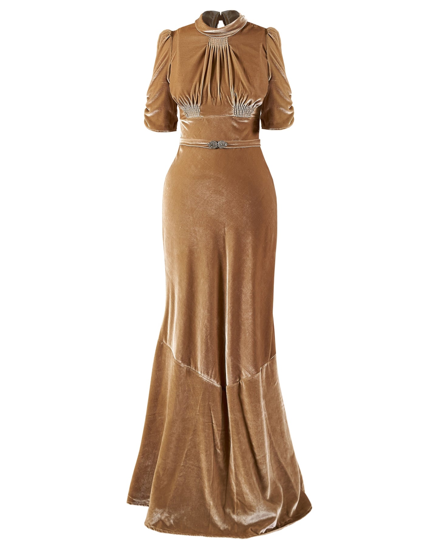 1930s Loretta Bias Gown - Champagne Silk Blend Velvet