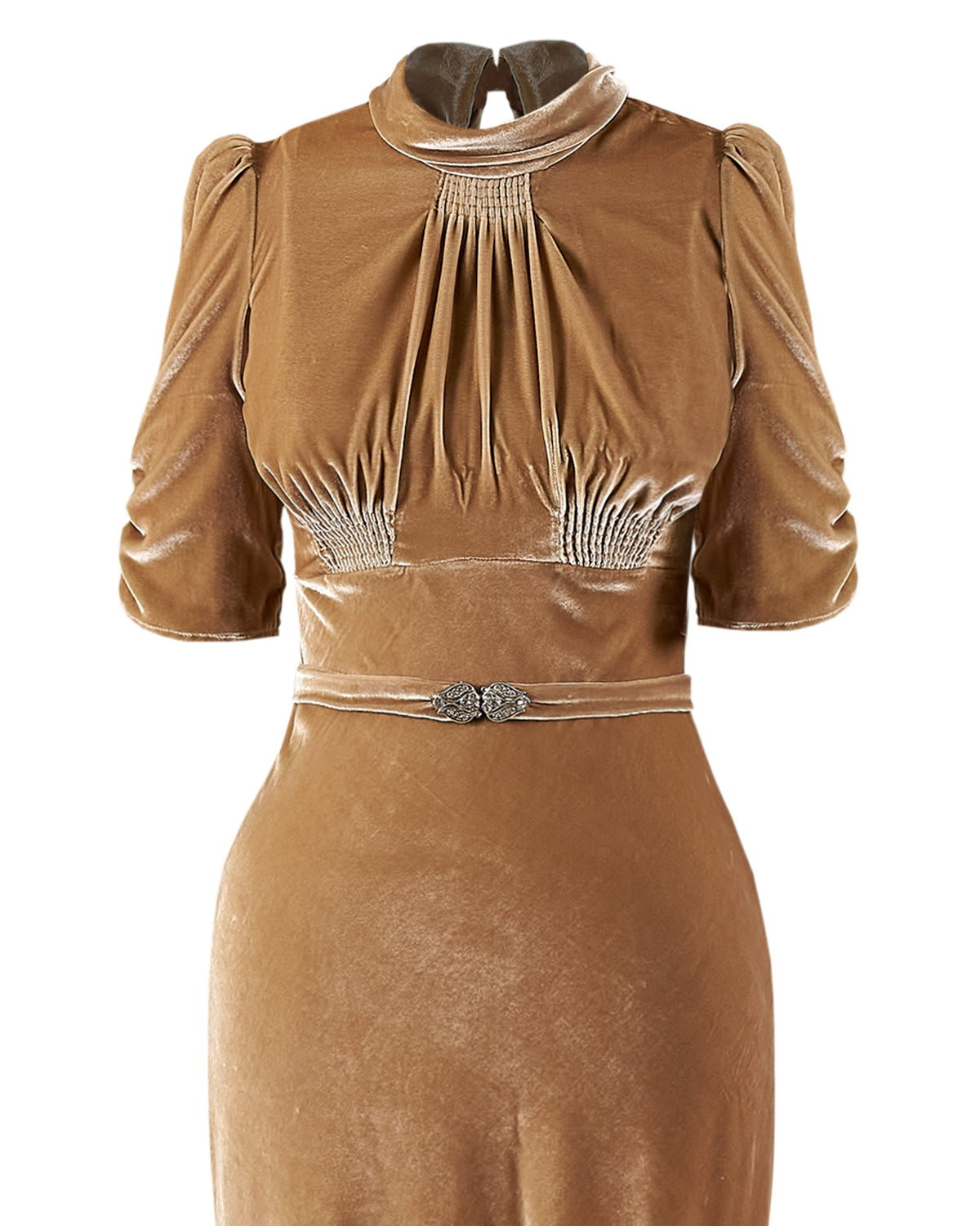 1930s Loretta Bias Gown - Champagne Silk Blend Velvet