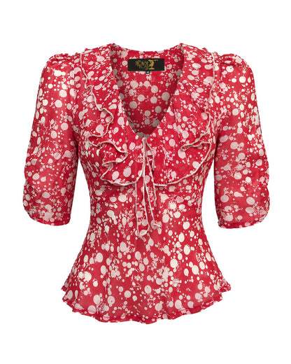 1930s Maddy Blouse - Red Confetti