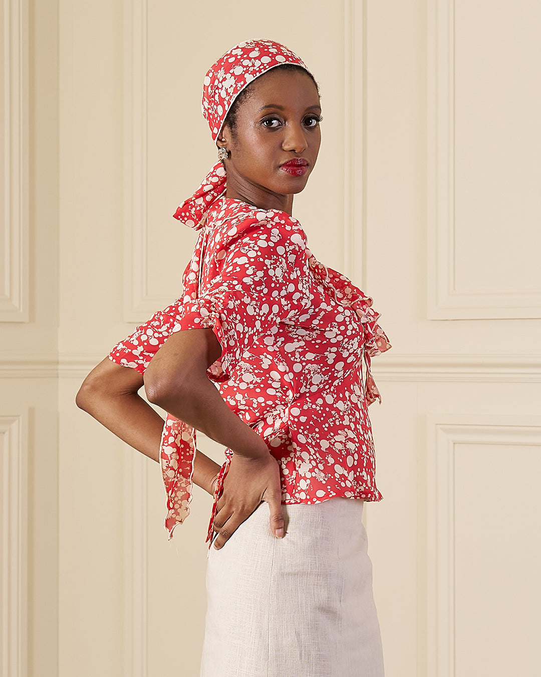 1930s Maddy Blouse - Red Confetti