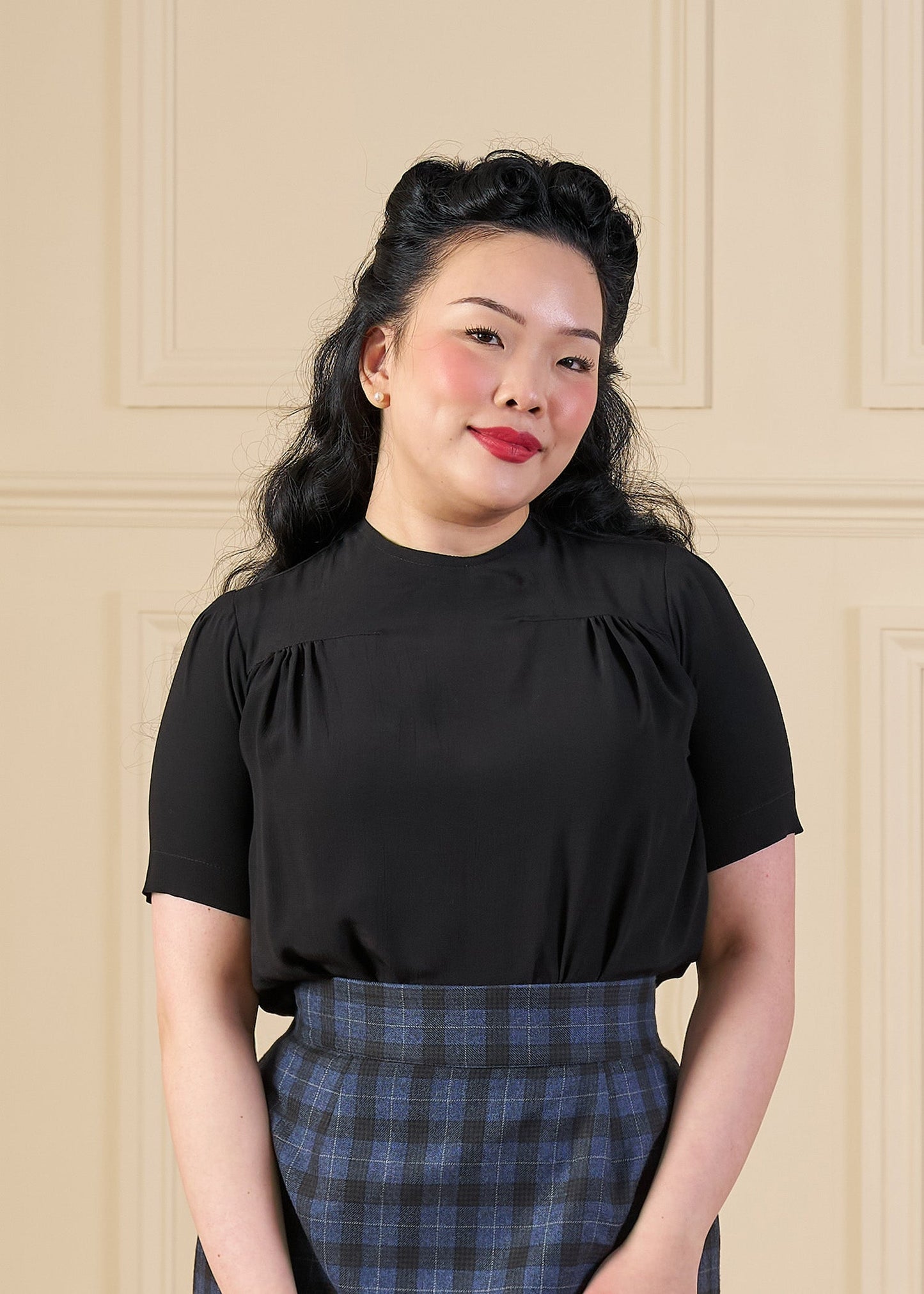 1940s Meet Again Blouse - Black