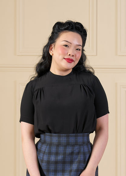 1940s Meet Again Blouse - Black
