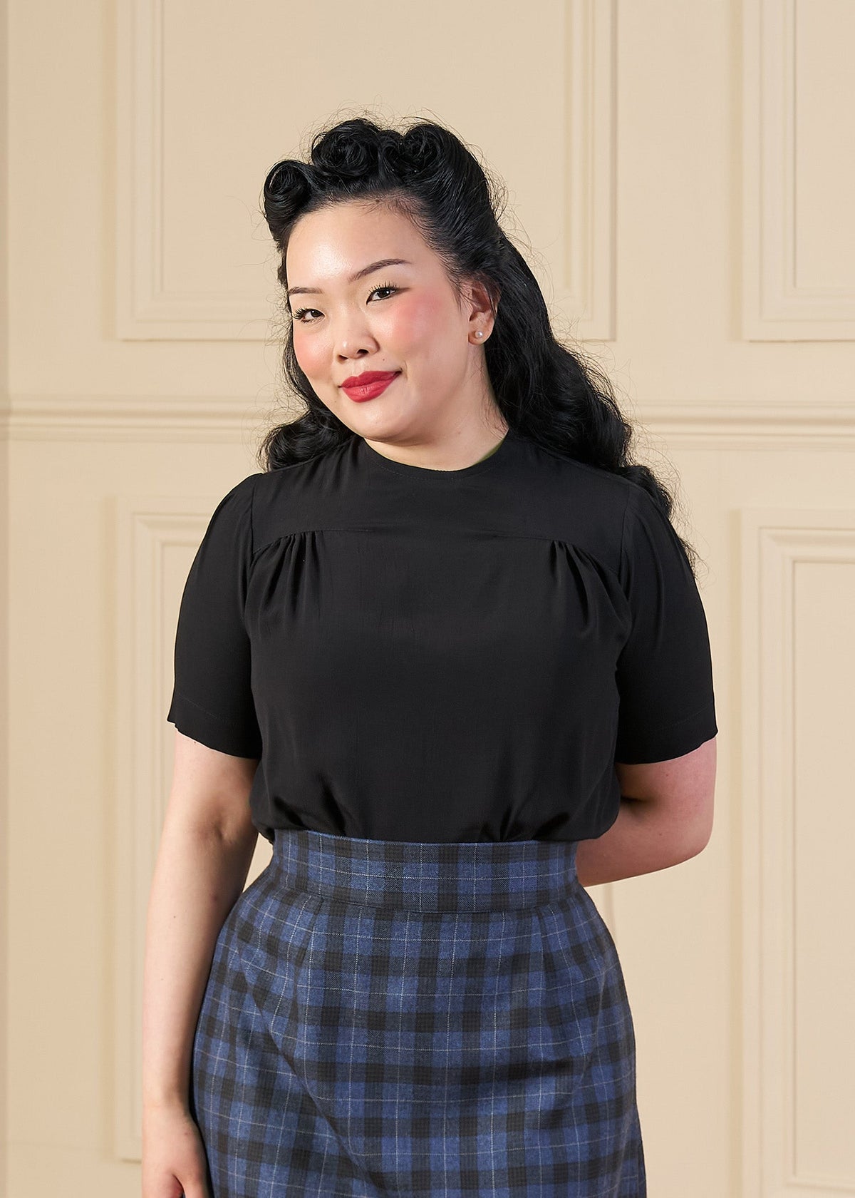 1940s Meet Again Blouse - Black
