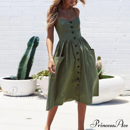 Polka Dot Striped Backless Midi Dress