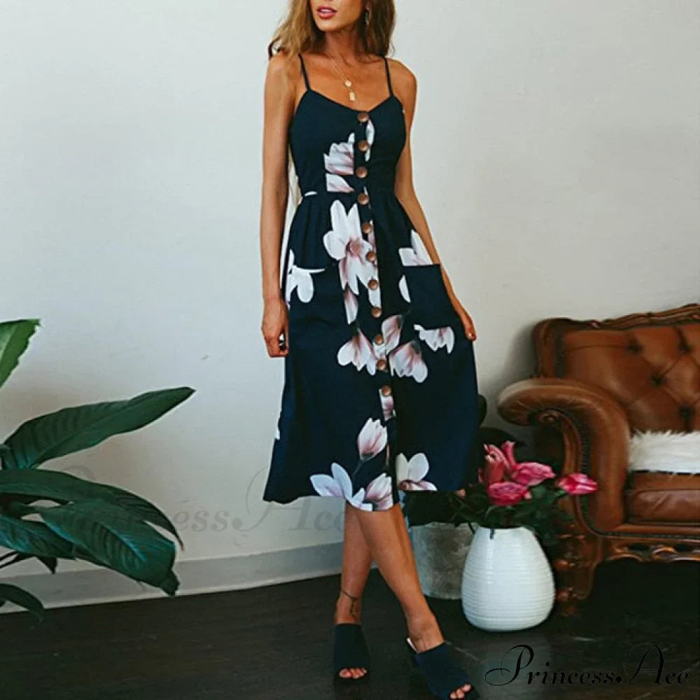 Polka Dot Striped Backless Midi Dress
