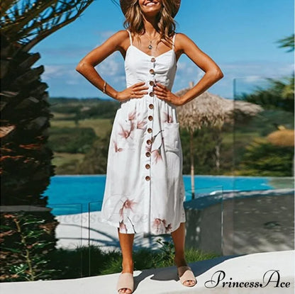 Polka Dot Striped Backless Midi Dress