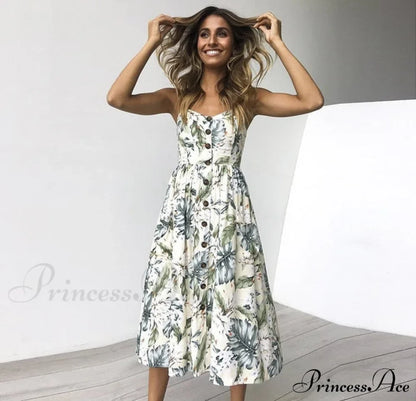 Polka Dot Striped Backless Midi Dress