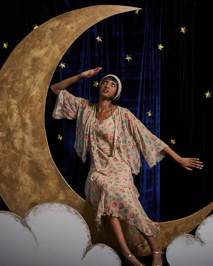 1920s Laverne Dress and Kimono - Hydrangea Georgette