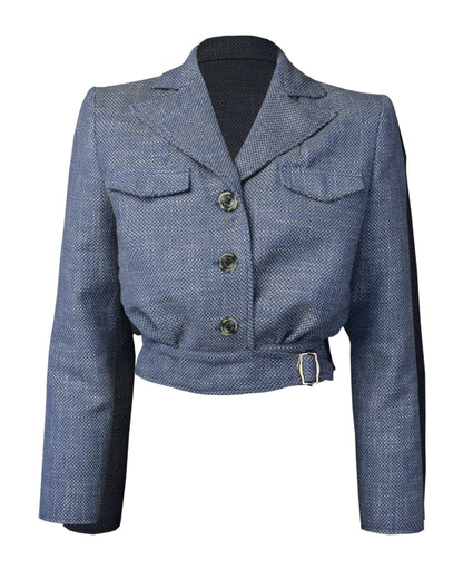 1940s Utility Buckle Jacket - Blue Wool