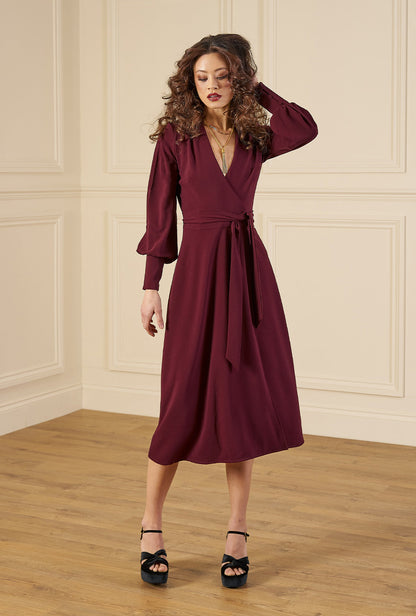 1970s Ossie Wrap Dress - Aubergine