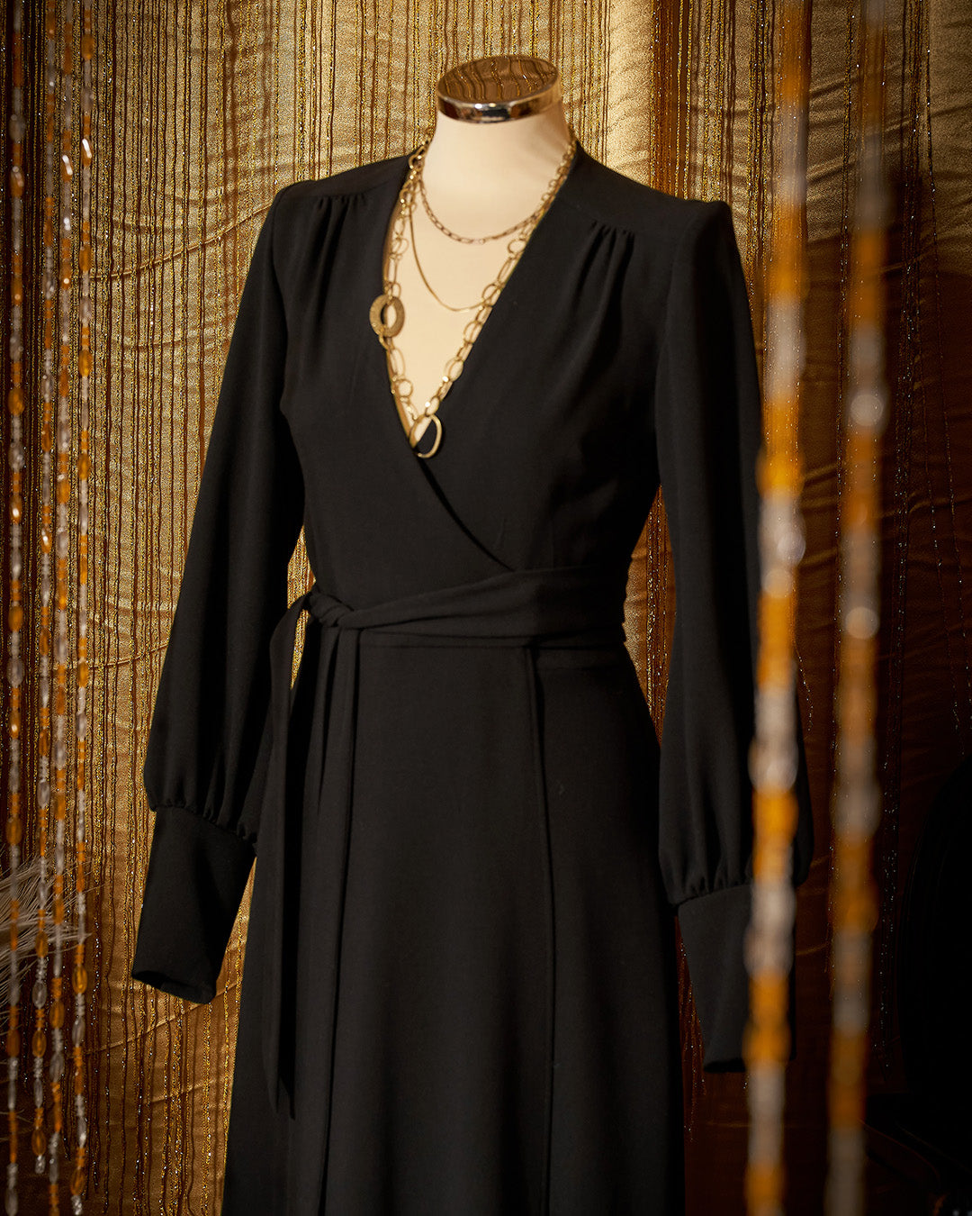 1970s Ossie Wrap Dress - Black