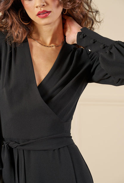 1970s Ossie Wrap Dress - Black