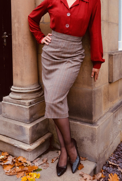 1950s Perfect Pencil Skirt - Plaid