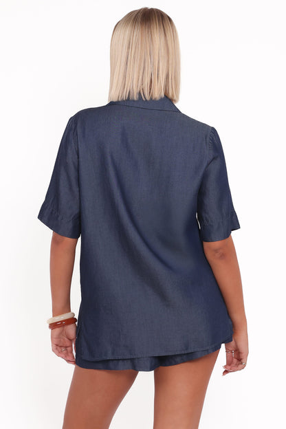 Aaliyah Chambray Shorts - Dark Wash