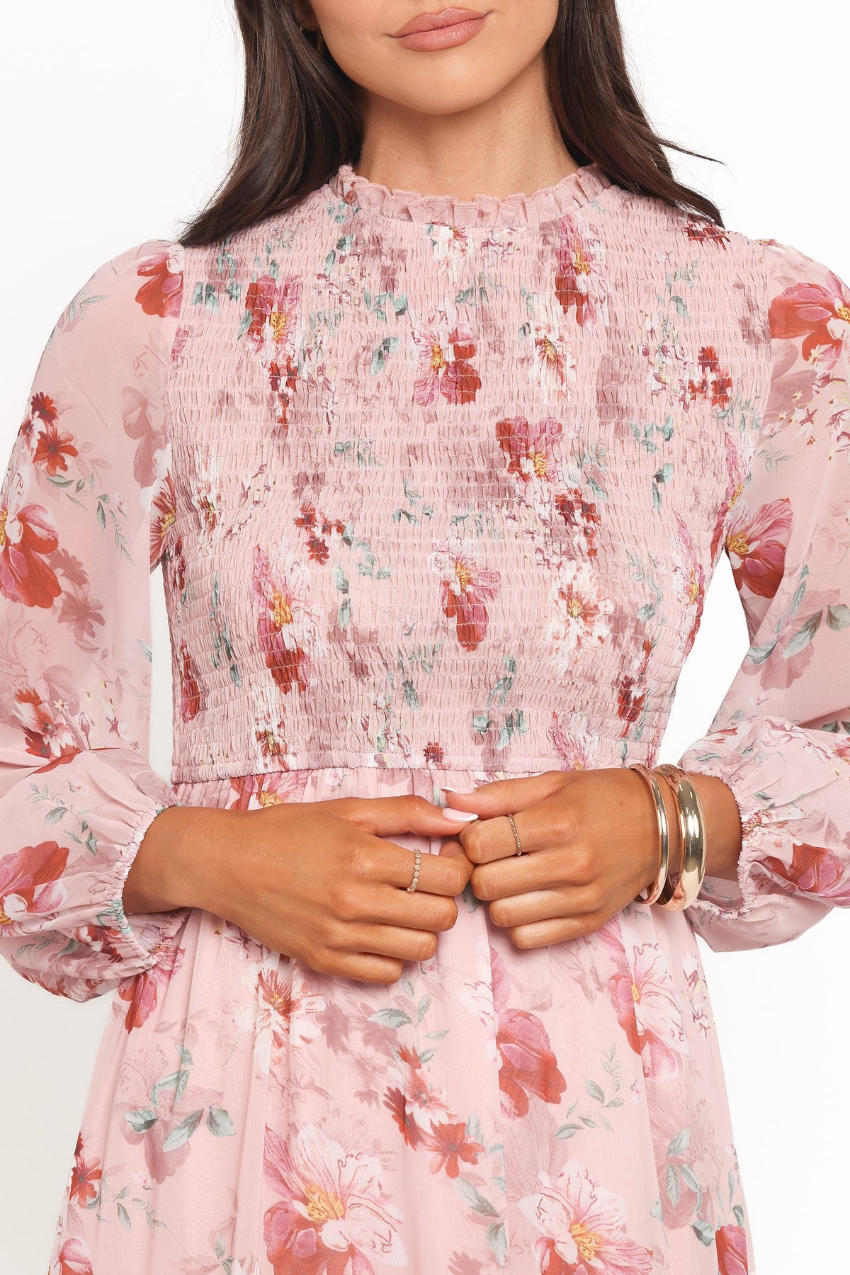 Alamea Long Sleeve Midi Dress - Pink Floral