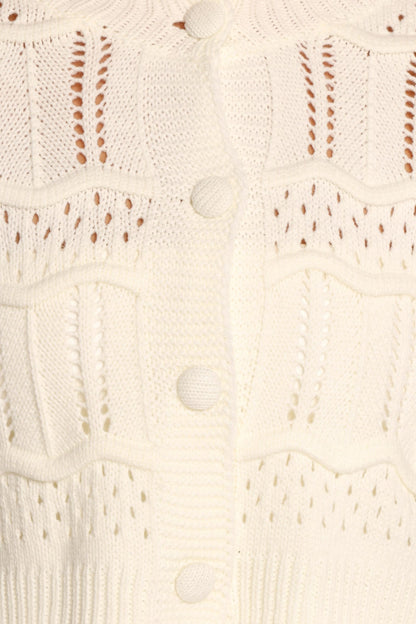 Aidy Crop Button Front Cardigan - White