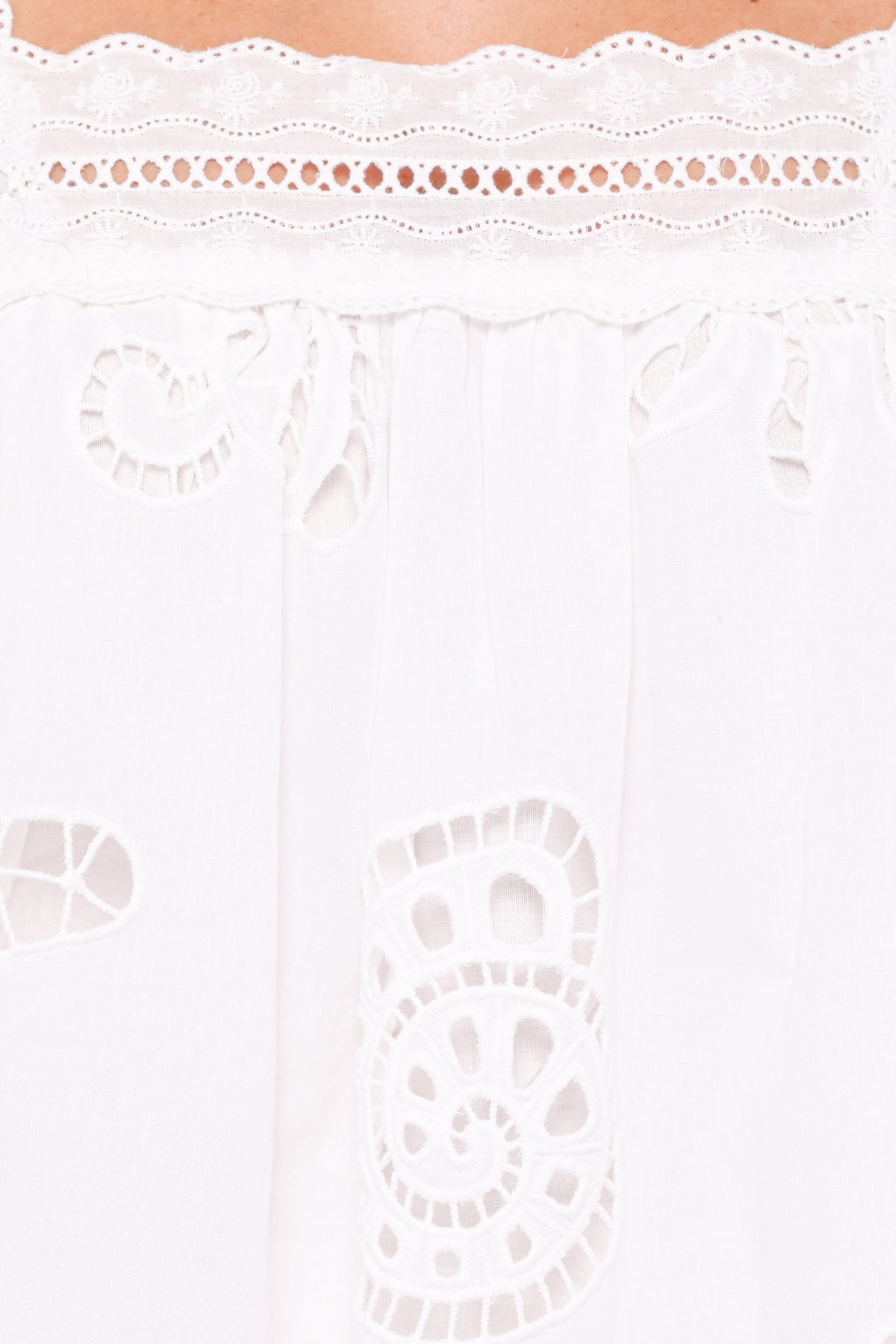 Aideen Eyelet Top - White Shell