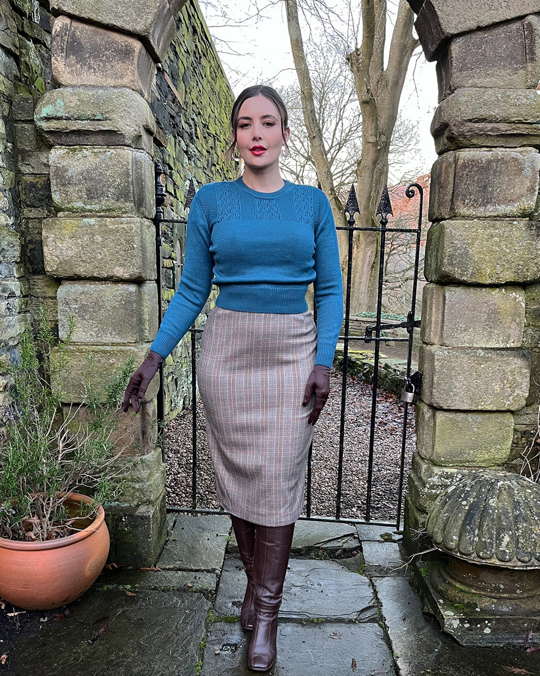 1950s Perfect Pencil Skirt - Plaid