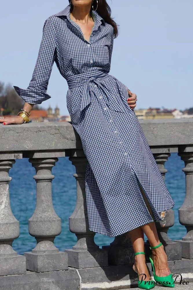 Tie-Waist Plaid Dress